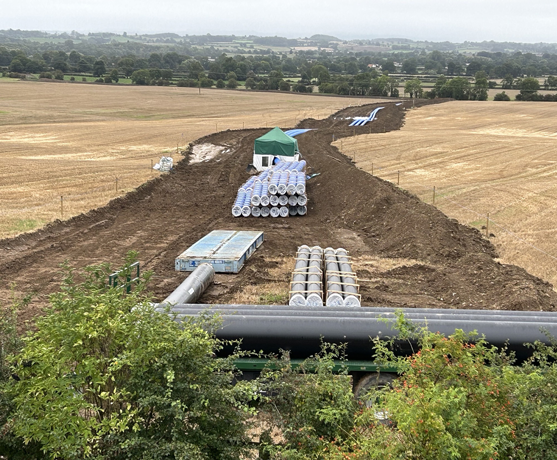 yorkshire water site pipes being laid